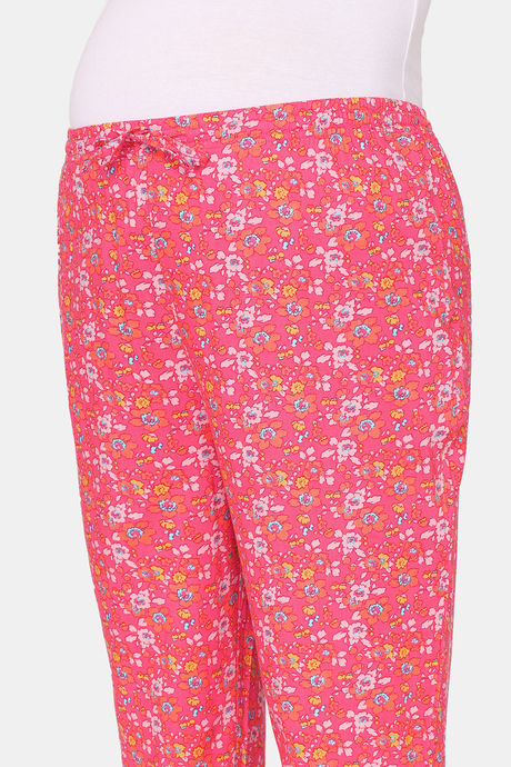 Zivame Maternity Floral Pop Woven Pyjama - Coral Paradise — image 5